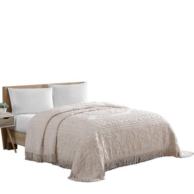Beatrice Home Fashions Medallion Chenille Bedspread, Twin, Blush