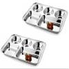 100% Stainless Steel Five in one Dinner Plate Five sections divided plate Five section plate -Set of 2 Mess Trays Great for Camping, 34 cm view 1