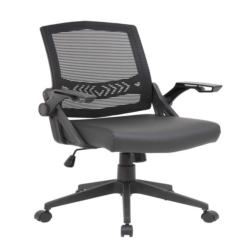 Boss Office Products Task Chair with Flip Arms, Black, 26.5"" d x 24"" w x 39.5"" h