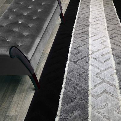 11 Ft Long Black - Grey Kitchen Hallway Runner Rug, Non-Slip Washable 26" X 11' Rubber Backed Carpet, Custom Size Floor Mat for Entryway Stairs Bedroom Bathroom