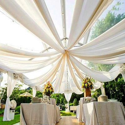 AK TRADING CO. 120" Wide (10Ft Wide) IFR Voile Ceiling Drapes Sheer Curtain Panels with 4" Pocket for Wedding Venues, Banquet Halls, Corporate Events & Photobooth - White, 10 ft x 20 ft