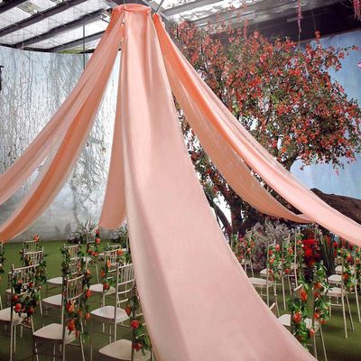 AK TRADING CO. 120" Wide (10Ft Wide) IFR Voile Ceiling Drapes Sheer Curtain Panels with 4" Pocket for Wedding Venues, Banquet Halls, Corporate Events & Photobooth - Blush, 10 ft x 20 ft