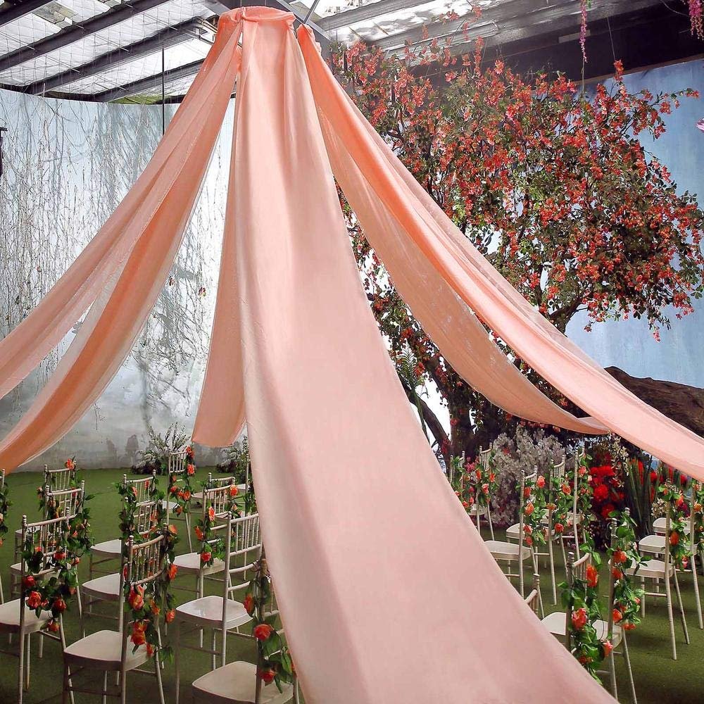 AK TRADING CO. 120" Wide (10Ft Wide) IFR Voile Ceiling Drapes Sheer Curtain Panels with 4" Pocket for Wedding Venues, Banquet Halls, Corporate Events & Photobooth - Blush, 10 ft x 20 ft