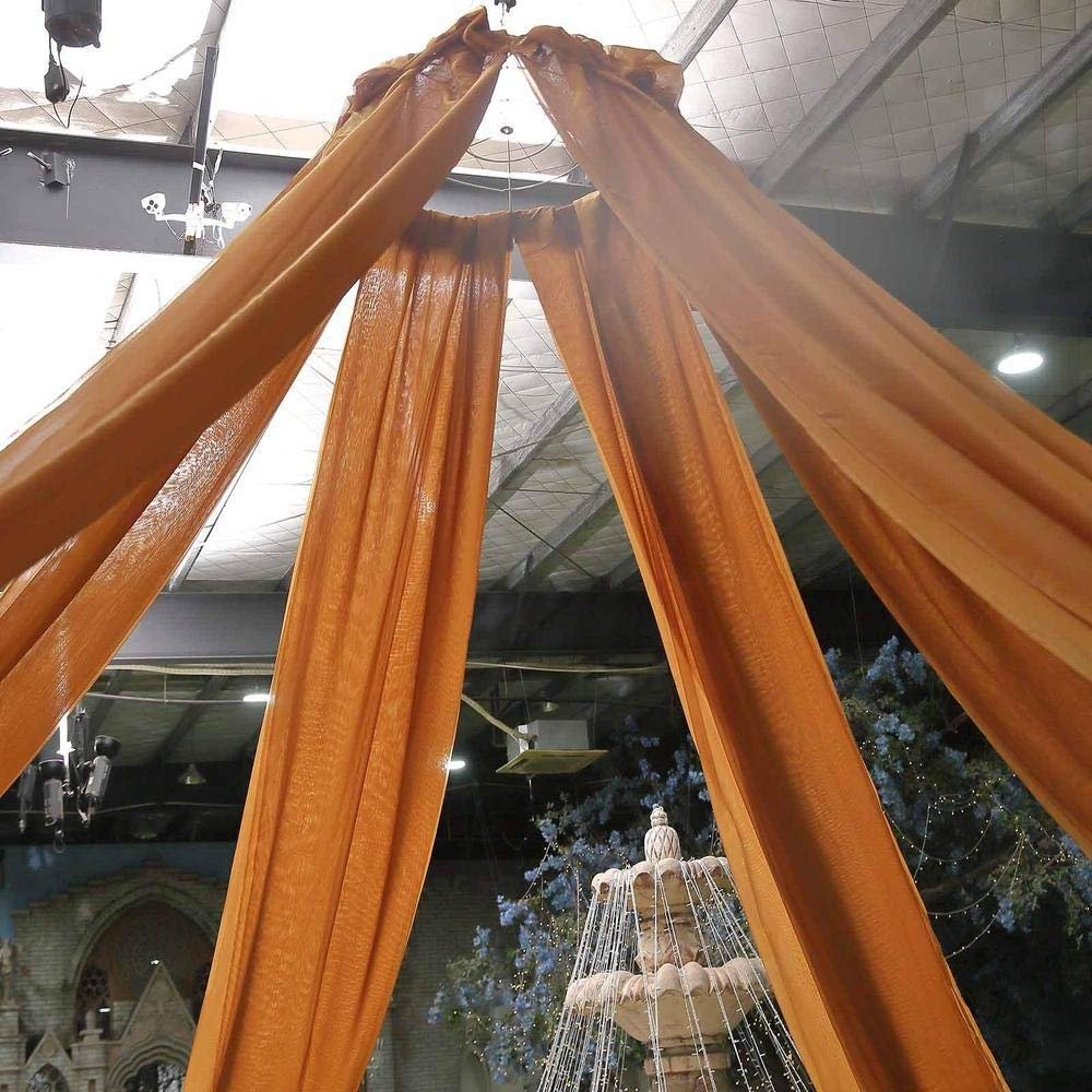 AK TRADING CO. 120" Wide (10Ft Wide) IFR Voile Ceiling Drapes Sheer Curtain Panels with 4" Pocket for Wedding Venues, Banquet Halls, Corporate Events & Photobooth - Gold, 10 ft x 20 ft