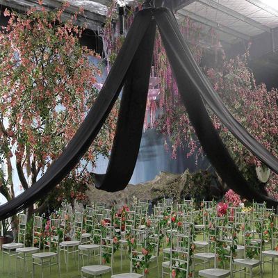 AK TRADING CO. 120" Wide (10Ft Wide) IFR Voile Ceiling Drapes Sheer Curtain Panels with 4" Pocket for Wedding Venues, Banquet Halls, Corporate Events & Photobooth - Black, 10 ft x 10 ft