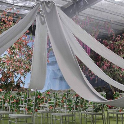 AK TRADING CO. 120" Wide (10Ft Wide) IFR Voile Ceiling Drapes Sheer Curtain Panels with 4" Pocket for Wedding Venues, Banquet Halls, Corporate Events & Photobooth - Silver, 10 ft x 10 ft
