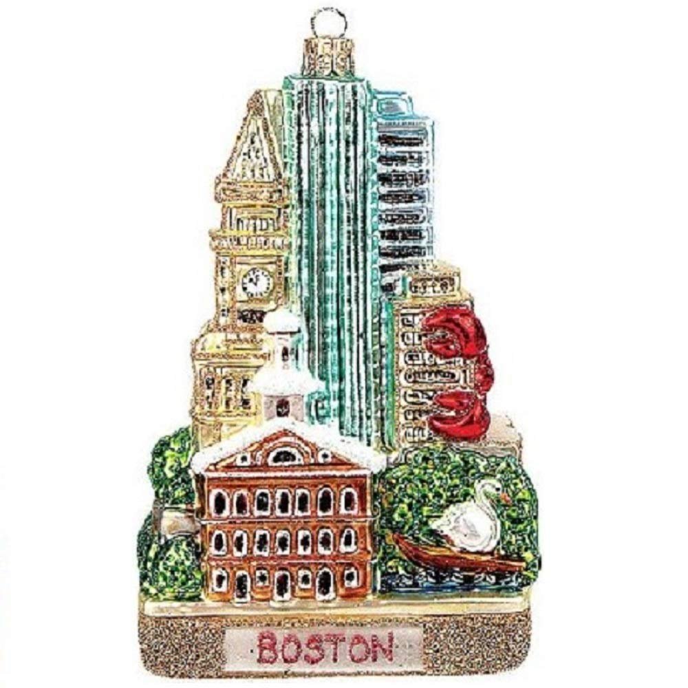 Pinnacle Peak Trading Company Boston Massachusetts Skyline Landscape Polish Glass Christmas Ornament Poland