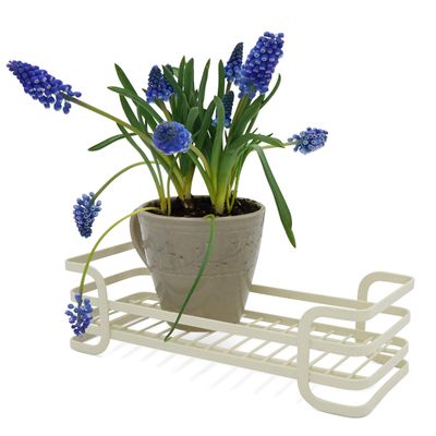 Decorative Metal Kitchen Counter Seasonings & Spices Organizer Tray, Tabletop Condiment Storage Caddy, Succulent Planter Display Rack (Almond Off-White)