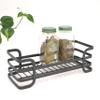 Decorative Metal Kitchen Counter Seasonings & Spices Organizer Tray, Tabletop Condiment Storage Caddy, Succulent Planter Display Rack (Industrial Grey/Gray) view 1