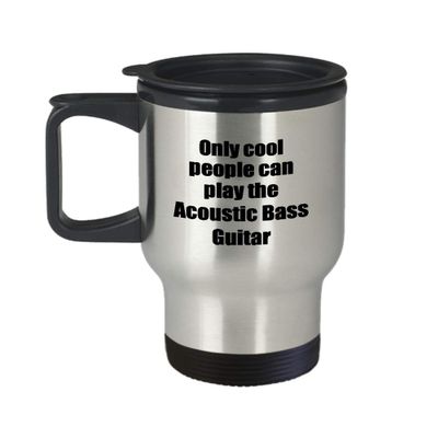 Acoustic Bass Guitar Player Travel Mug Musician Insulated Lid Funny Gift Idea Car Coffee Tea Commuter