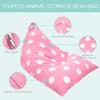 Aubliss Stuffed Animal Storage Bean Bag Chairs Cover, 50"x 35" Extra Large Bean Bags Chair for Kids & Adults, Beanbag Toy Storage for Boys Girls - Premium Cotton Canvas Pink Dot view 3