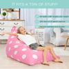 Aubliss Stuffed Animal Storage Bean Bag Chairs Cover, 50"x 35" Extra Large Bean Bags Chair for Kids & Adults, Beanbag Toy Storage for Boys Girls - Premium Cotton Canvas Pink Dot view 4