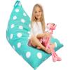 Aubliss Stuffed Animal Storage Bean Bag Chair Cover, 50"x 35" Extra Large Bean Bags for Kids & Adults, Beanbag Toy Storage for Boys Girls - Premium Cotton Canvas Aqua Dot view 1