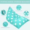 Aubliss Stuffed Animal Storage Bean Bag Chair Cover, 50"x 35" Extra Large Bean Bags for Kids & Adults, Beanbag Toy Storage for Boys Girls - Premium Cotton Canvas Aqua Dot view 3