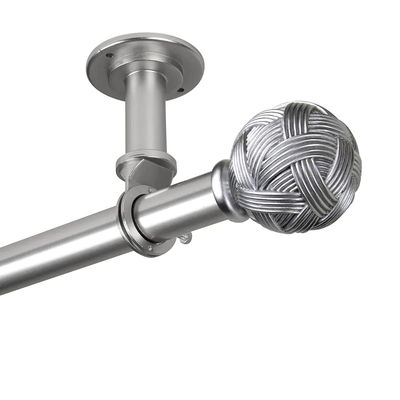 InStyleDesign Winona 1 inch Diameter Ceiling Curtain Rod/Room Divider Satin Nickel 160 to 240 inches Silver Finish