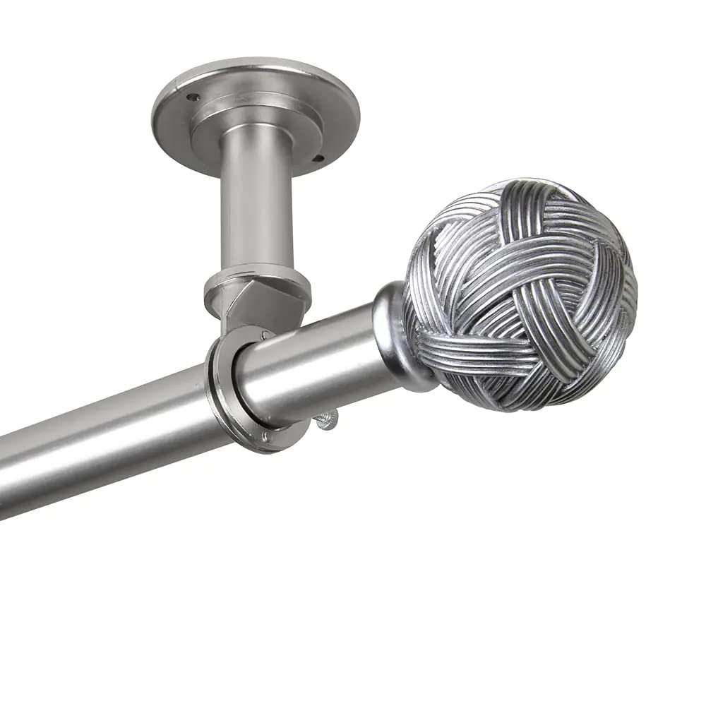 InStyleDesign Winona 1 inch Diameter Ceiling Curtain Rod/Room Divider Satin Nickel 160 to 240 inches Silver Finish