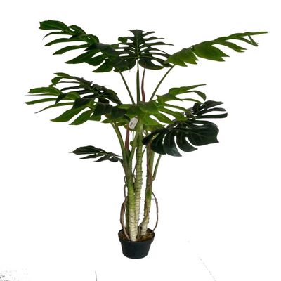 AMERIQUE Pre Unique & Gorgeous 5 Feet Tropical Monstera Palm Split Philo Artificial Tree Silk Plant with Nursery Plastic Pot, with UV Protection, Feel Real Tech, Super Quality, 5', Green