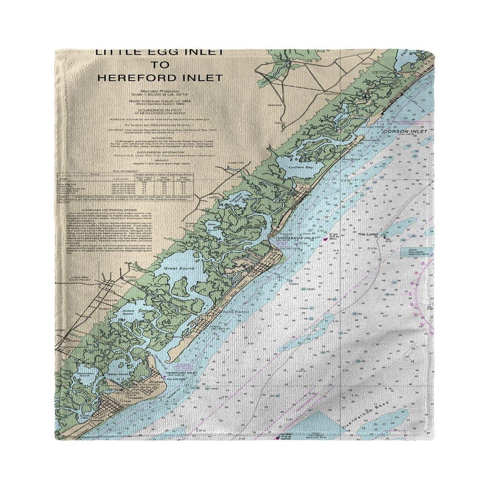Betsy Drake Little Egg Inlet to Hereford Inlet - Avalon, NH Nautical Map Kitchen Towel