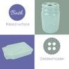 4-Piece Ceramic Mason Jar Bathroom Set (White), By Home Basics | Beautiful and Contemporary Design Bathroom Accessory Sets | Bath Accessories For Bathroom | Includes Soap Dish, Tumbler, Toothbrush Holder, and Lotion Dispenser view 3