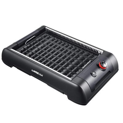 GoWISE USA GW88000 2-in-1 Smokeless Indoor Grill and Griddle with Interchangeable Plates and Removable Drip Pan + 20 Recipes (Black), Large