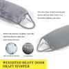 fowong Door Draft Stopper 38 Inch Weighted Under Door Draft Blocker Soundproofing Guard Wind Blocker with Hook Tapes for Easy Install, Grey view 2