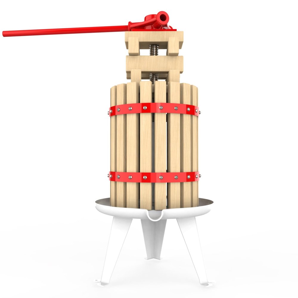EJWOX 1.6 Gallon Fruit and Wine Press, Manual Cider Juice Maker with Solid Beech Wood Basket & Heavy-Duty Stand for Apples, Grapes, Berries