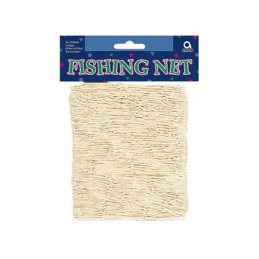 Natural Decorative Fish Net (6'x8') 6 Count - Eco-Friendly, Rustic, Coastal Decor Accent - Ideal for Nautical Theme Parties, Home & Wedding Decor