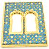 ART ESCUDELLERS Mirror Model 3, Decorative Ceramic Mirror for Hanging Handpainted with The Dry Rope (cuerda seca) Technique Gold of 24 K (Carat). 17cm x 22cm x 1cm. view 3