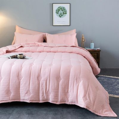 ANNA.Z HOME Queen Quilt Set, Lightweight Bedding Set, Washed Soft Fabric, Pink, Boho Embroidered Coverlet, All-Season, Machine Washable, 3-Piece Set, 1 Quilt + 2 Shams (Pink, Queen Set)