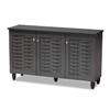 Baxton Studio Winda 3-Door Wood Entryway Shoe Cabinet in Dark Gray view 1