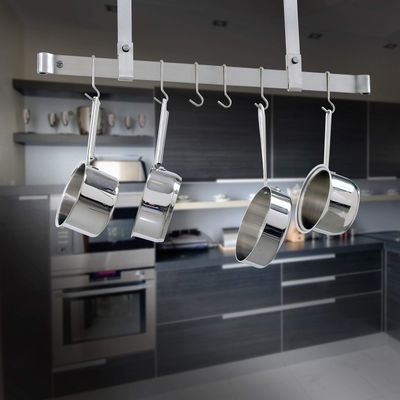 Handcrafted 48" Ceiling Bar w 12 Hooks Stainless Steel