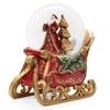 Santa Sleigh Glitterdome Scarlet and Gold 7 x 4 Resin Holiday Musical Snow Globe view 1