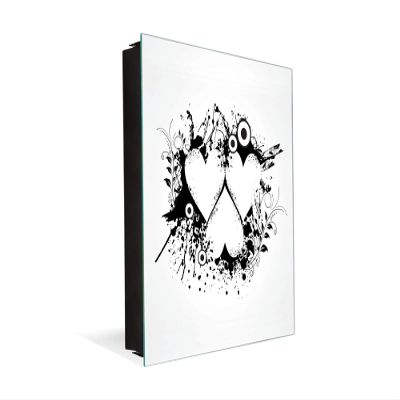 Concept Crystal Key Cabinet Storage Box with Frameless Glass White Board K15 Chic World: Three Hearts