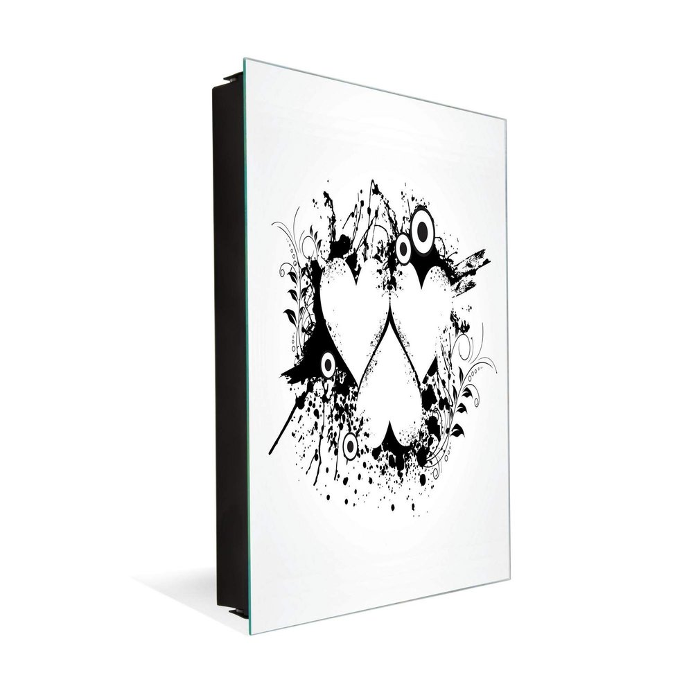 Concept Crystal Key Cabinet Storage Box with Frameless Glass White Board K15 Chic World: Three Hearts