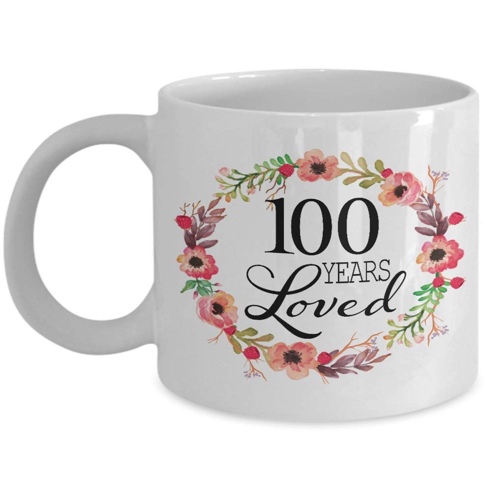 100th Birthday Gifts for Women - Gift for 100 Year Old Female - 100 Years Loved Since 1920 - White Coffee Mug for Wife Mom Nana Grandma Her