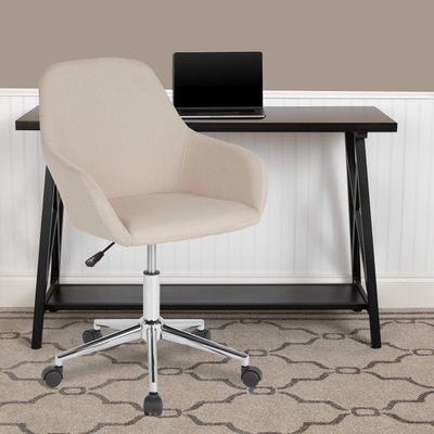 EMMA + OLIVER Cortana Home and Office Mid-Back Chair in Beige Fabric