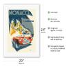 1952 Monaco Grand Prix - Race Cars - Vintage Car Racing Poster by B. Minne c.1952 - Fine Art Rolled Canvas Print 16in x 20in view 2