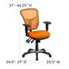 EMMA + OLIVER Mid-Back Orange Mesh Multifunction Executive Swivel Ergonomic Office Chair with Adjustable Arms view 2