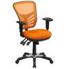 EMMA + OLIVER Mid-Back Orange Mesh Multifunction Executive Swivel Ergonomic Office Chair with Adjustable Arms view 3