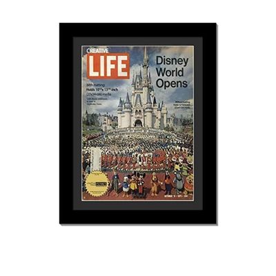 Creative Picture Frames 10.5 x 13.12 Magazine Frame with Full-Strength Glass, Holds Up To A 1/4" Thick Media with Installed Hangers for Easy Mounting, 12x14 Manhattan Black Frame with Black Mat