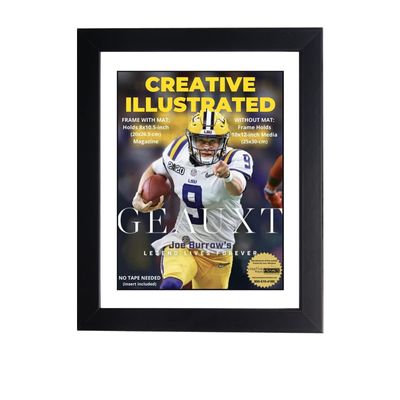 Creative Picture Frames 8 x 10.5 Magazine Frame with Full-Strength Glass, Holds Up To A 1/4" Thick Media with Installed Hangers for Easy Mounting, 10x12 Manhattan Black Frame with White Mat