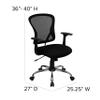 EMMA + OLIVER Mid-Back Black Mesh Swivel Task Office Chair with Chrome Base and Arms view 2