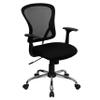 EMMA + OLIVER Mid-Back Black Mesh Swivel Task Office Chair with Chrome Base and Arms view 3