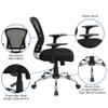 EMMA + OLIVER Mid-Back Black Mesh Swivel Task Office Chair with Chrome Base and Arms view 4