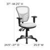 EMMA + OLIVER Mid-Back White Mesh Multifunction Executive Swivel Ergonomic Office Chair with Adjustable Arms view 2