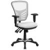 EMMA + OLIVER Mid-Back White Mesh Multifunction Executive Swivel Ergonomic Office Chair with Adjustable Arms view 3