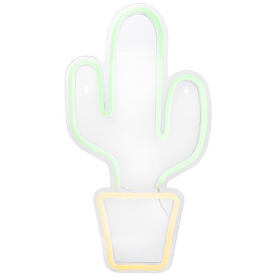 LED Potted Cactus Neon Lighted Wall Art - 18.5" - Green and Yellow