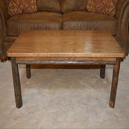 A&L Furniture Amish Hickory Solid Wood Coffee Table, Walnut Finish