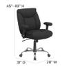 EMMA + OLIVER Hercules Series 24/7 Intensive Use Big & Tall 500 lb. Rated Black Fabric Executive Ergonomic Office Chair with Loop Arms view 2
