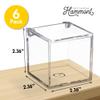 Hammont Clear Acrylic Box with Hinged Lid Small Plastic Organizer for Office, Desk, Makeup, Crafts, Cotton Balls, Jewelry & More | 2.5"x2.5"x2.5" (6 Pack) view 3